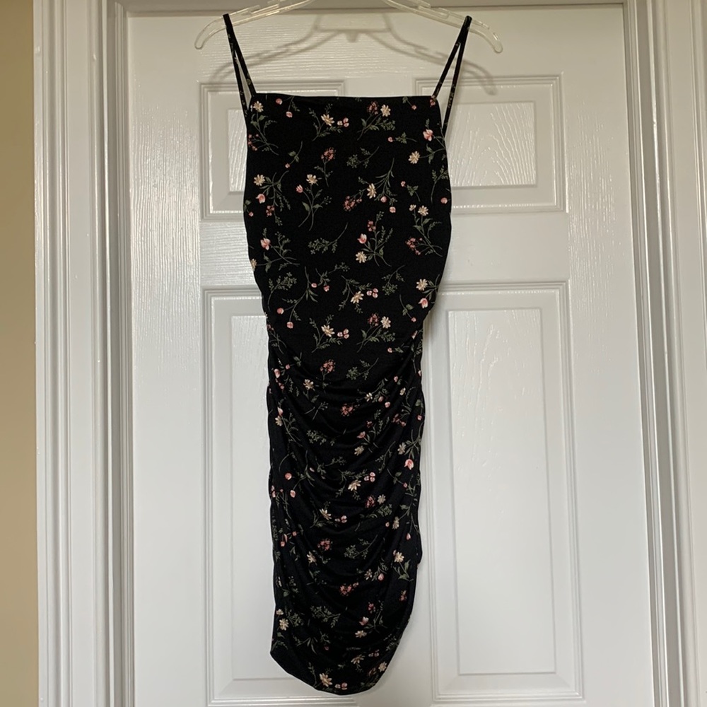 Brand new black tight floral dress